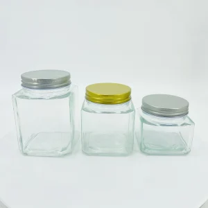 square Hermetic Glass Storage Jar with Lid for Pickle Food Jam with Screw Cap